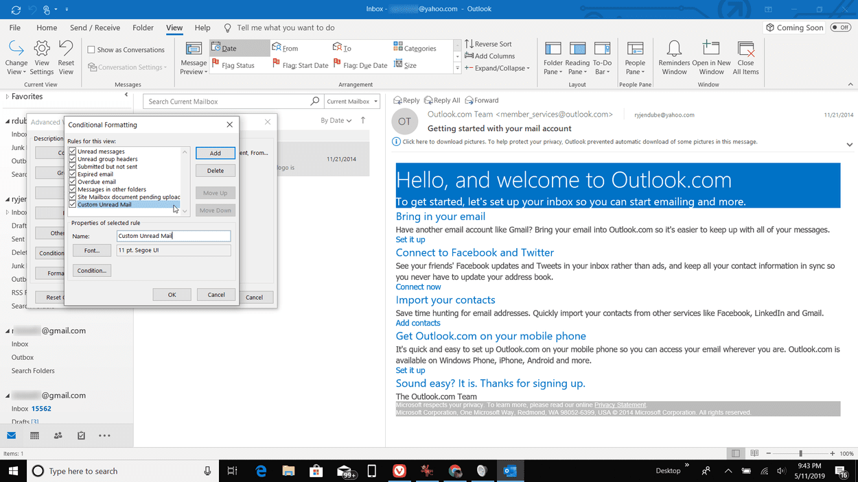 outlook for mac 2016 unread mail in inbox only